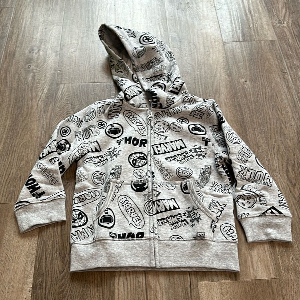 Marvel Spotted Zebra Zip-Up Hoodie | Superhero Print Sweatshirt | Boys 4T NWT